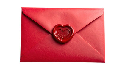 A red envelope sealed with a heart-shaped wax stamp, symbolizing love and affection.
