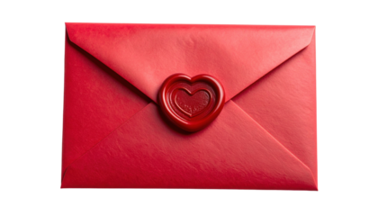 A red envelope sealed with a heart-shaped wax stamp, symbolizing love and affection.