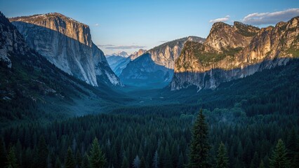 Blue hour light illuminating a rugged landscape at dawn