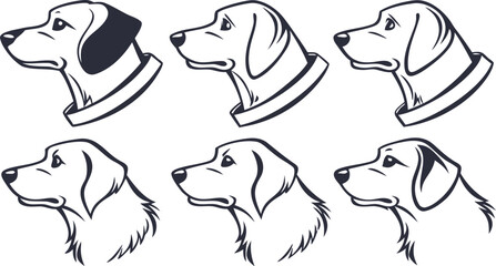 dog head, realistic, black and white illustration, digital art, high detail, precise lines, sharp contrast
