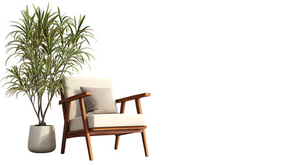 Minimalist Room Featuring Wooden Chair and Indoor Plant