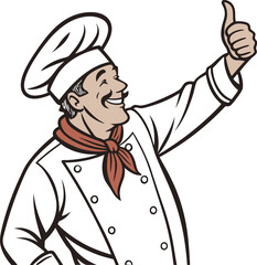 Chef giving thumbs up, smiling, happy, cooking