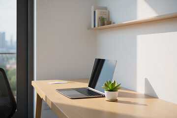Fototapeta premium modern office interior with laptop