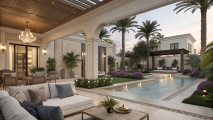 Obraz premium outdoor villa interior design
