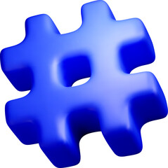 3D Blue Hashtag Symbol for Digital Design