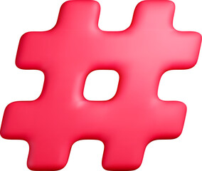 3D Glossy Pink Hashtag Symbol Design