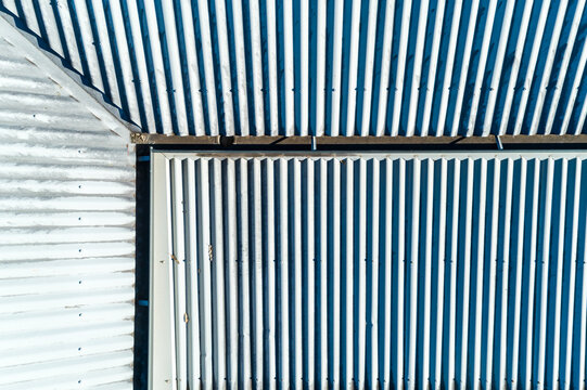 Looking down on corrugated galvanised metal roof