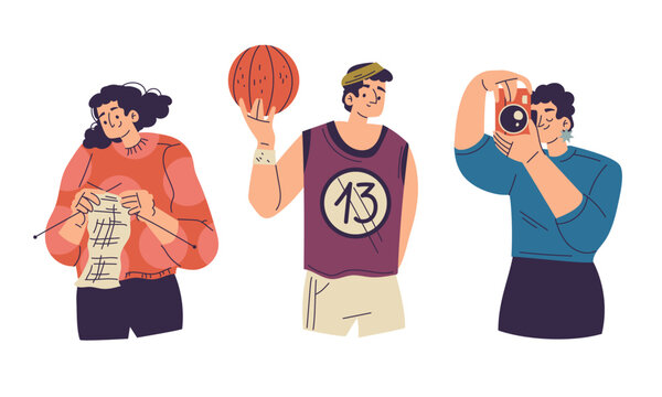 A Vibrant Collection of Diverse Characters Actively Engaged in Exciting Sports and Photography