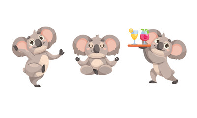 Cheerful and Fun Playful Koala Characters Having a Great Time Enjoying Refreshing Drinks