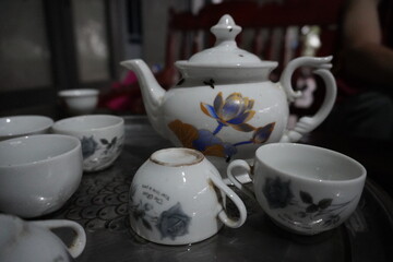 Teapot set used for green tea in Vietnam