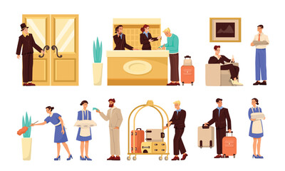 Hotel Service Staff in Action An Engaging and Modern Illustration of Hospitality Excellence