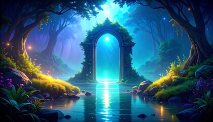 Mystical archway gateway to a luminous land