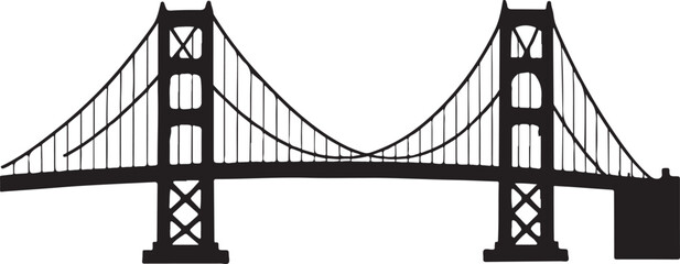 Obraz premium Golden gate bridge black silhouette vector, bridge isolated By Vintage Design