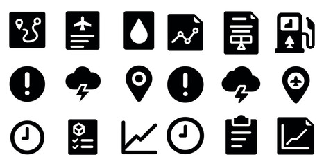 Business and productivity solid icons set &ndash; filled, workflow, task management symbols
