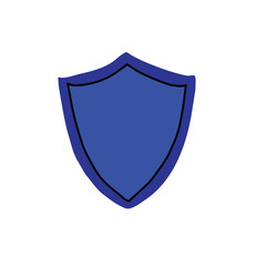 Blue shield with black outline on white background
