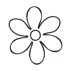 Simple black and white outline of a flower with petals
