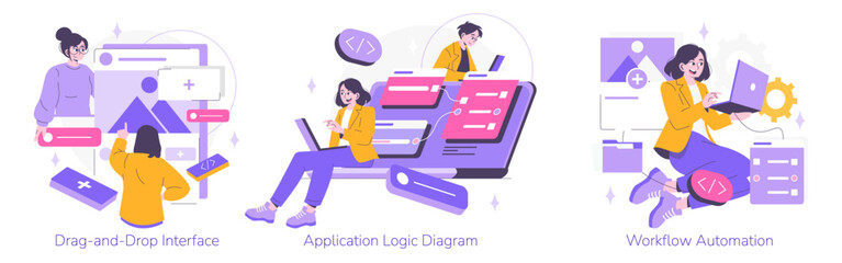 Creative Workflow with Drag and Drop Interface Illustration