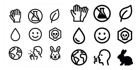 Environmental safety outline icons set &ndash; clean, flat, eco-friendly symbols