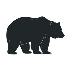 Silhouette of a standing bear on white background