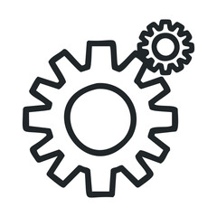 Obraz premium Simple gear outline: large and small cogwheel design in black and white
