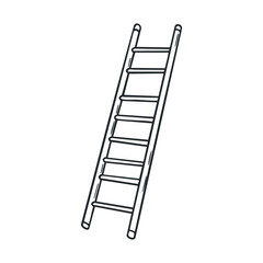 Hand-drawn wooden ladder with vertical rungs on white background
