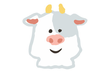 ウシの可愛い手描きアイコン