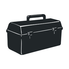 Black toolbox icon illustration with handle on white background