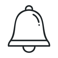 Obraz premium Minimalistic bell icon in black outline on white background