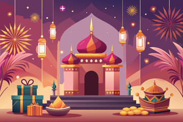 Festive Diwali background design with dog illustration for greeting card or banner