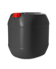 One black plastic canister on white background