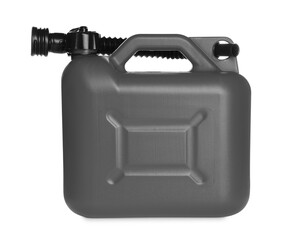 One grey plastic canister on white background