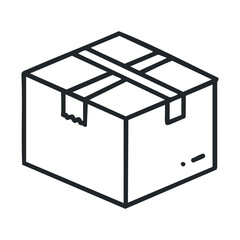 Simple hand-drawn style box with tape icon for shipping and packaging