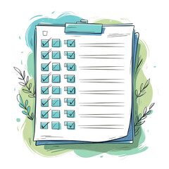 clipboard with a sheet of paper