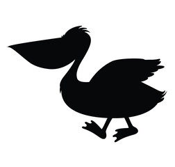 Cute cartoon hand drawn vector pelican silhouette.
