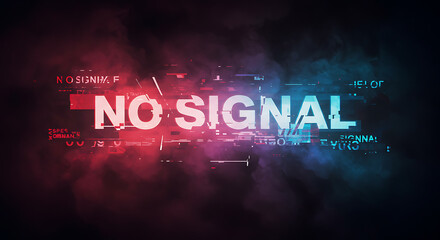 Red and blue neon light signs illuminate the night, abstractly illustrating a concept of internet food business with glowing text
