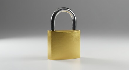 Fototapeta premium Golden Padlock on Gradient Gray Background Symbolizing Security and Safety