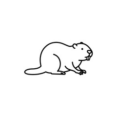 Fototapeta premium Black outline of a beaver in side view with tail