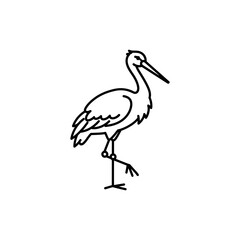 Obraz premium Thin Outline of a Stork Standing
