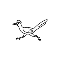 Obraz premium Thin Outline of a Running Roadrunner in Profile