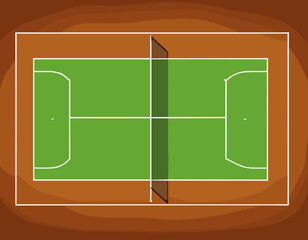 Tennis Court Vector – Net, Markings, and Clay Surface – Clean Top View Illustration