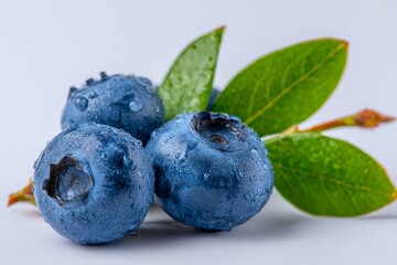 Obraz premium The image features an isolated frash blueberry branch set against white