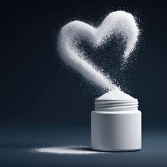 Powder heart spills from container