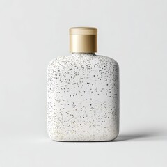 White perfume bottle with gold glitter