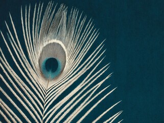 A delicate feather is the subject of this artistic cyanotype print