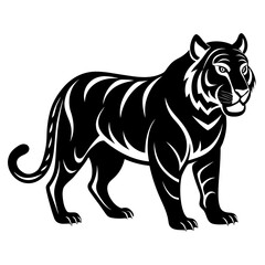 Strong Tiger Silhouette in Motion