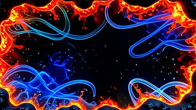 The bold Molten lava Border Frame bubbling around edges bursts forth with a cavalcade of dynamic emerald greens and sapphire blues, creating a visually striking juxtaposition, while