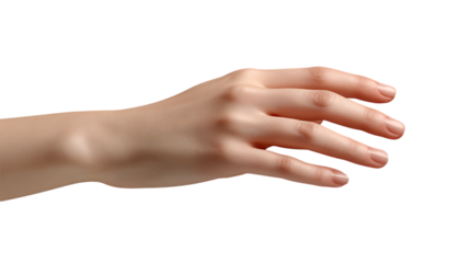 Childs hand reaching out isolated on transparent background