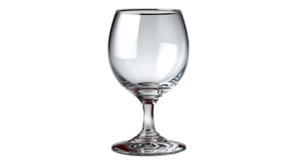 Clear glass wine goblet isolated on transparent background