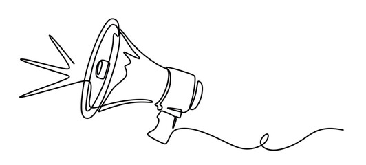 Continuous line art of a loudspeaker. Loudspeaker concept. Vector illustration.