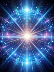 Fototapeta premium Aesthetic light radiance emanates from a futuristic stellar body on a monochromatic surface